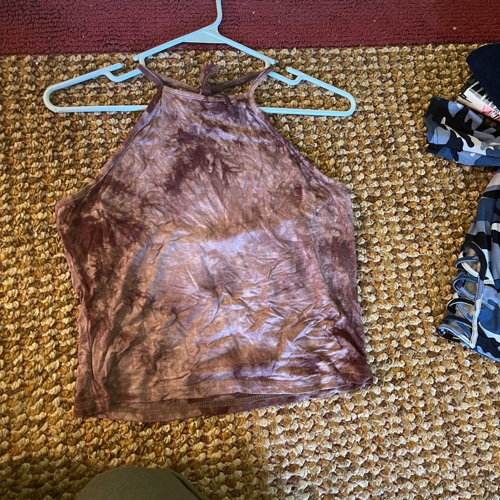 Tie dye halter neck tank top